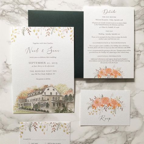 William Morris Wedding Invitation, Wedding Personal Touches, Watercolor Autumn Leaves, Autumn Invitations, Personalized Ribbon, Text Layout, Fall Wedding Invitations, Fall Watercolor, Etsy Wedding Invitations