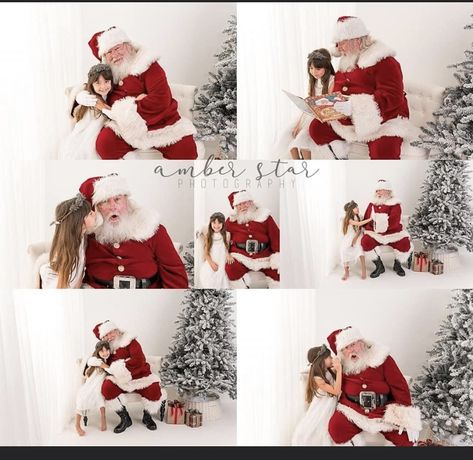 Santa Picture Set Up, Santa Mini Session Indoor, Santa Photoshoot Mini Sessions Outside, Santa Photoshoot Mini Sessions, Creative Santa Photos, Christmas Mini Session Ideas Indoor, Santa Studio Photography, Santa Pictures Backdrop, Studio Santa Mini Sessions