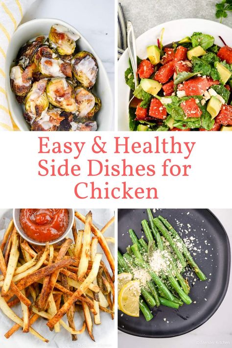 The best chicken side dishes including ideas for vegetables, grains, salads, and more. All healthy and easy to prepare. #mealplanning #sidedish Easy Side Dishes For Chicken, Best Vegetable Side Dishes, Chicken Side Dishes, Quick Healthy Side Dishes, Easy Dinners To Cook, Easy Healthy Side Dishes, Easy Side Dishes, Slender Kitchen, Easy To Cook Meals