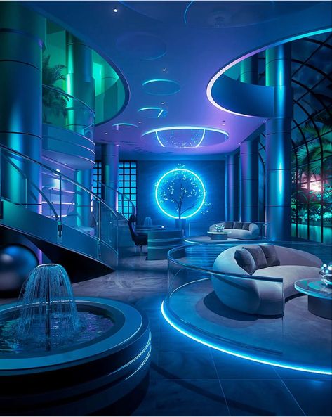 Futuristic Rooms, Cyberpunk House, Futuristic Room, Futuristic House, Futuristic Home, New Retro Wave, Futuristic Interior, Dream House Rooms, Dream Room Inspiration