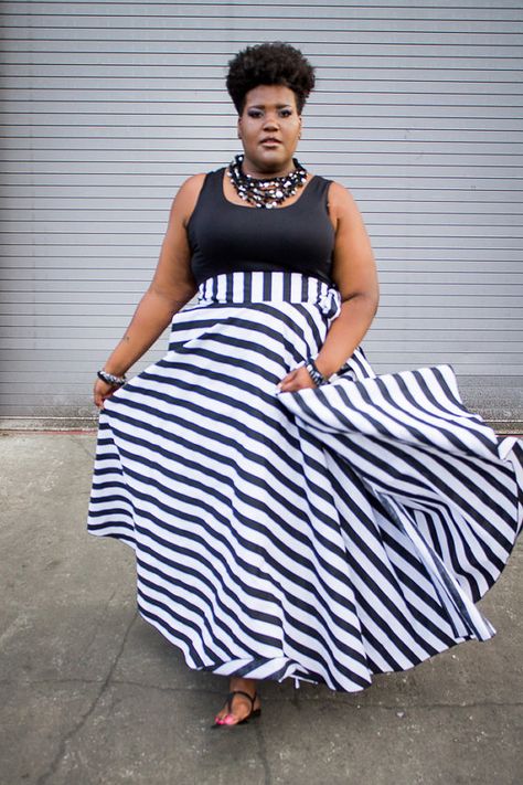 Plus Size Maxi Skirt Stripes plus size High by aconversationpiece How To Wear A Maxi Skirt Plus Size, Plus Size Futuristic Outfits, Plus Size High Waisted Skirt, Long Skirt Outfits For Summer Plus Size, High Waisted Skirt Plus Size, Plus Size Maxi Skirt Outfit, Long Flowy Skirt Outfit, Modest Plus Size Outfits, Curvy Wardrobe