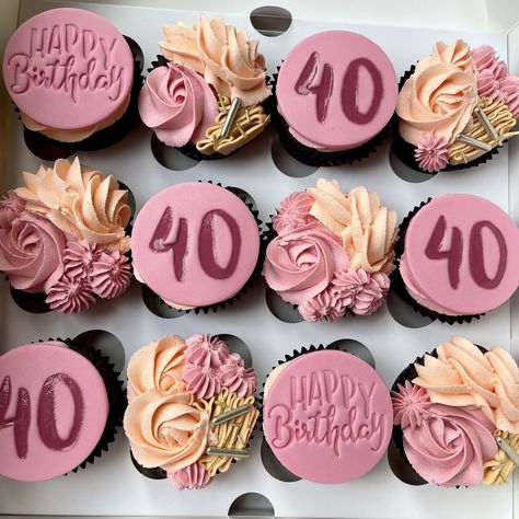 40th Birthday Cupcake Cake, Cupcakes 40th Birthday Woman, 40th Cupcakes For Women, 40th Birthday Cupcakes Women, Bespoke Cupcakes, Diva Cupcakes, 40th Birthday Cupcakes, 50th Birthday Themes, 40th Birthday For Women