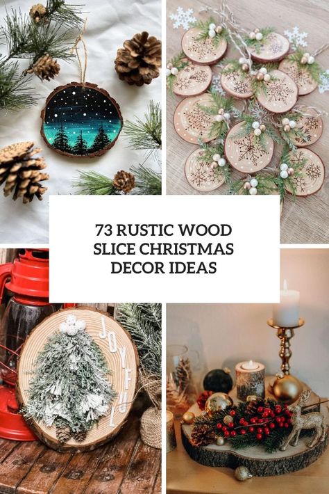 Rustic Wood Slice Christmas Decor Ideas cover Ideas With Wood Slices, Wood Log Crafts Diy, Wood Slice Ornament Ideas, Wood Slice Crafts Diy, Felt Halloween Decorations, Ideas With Wood, Diy Halloween Tree, Primitive Christmas Crafts, Wood Log Crafts