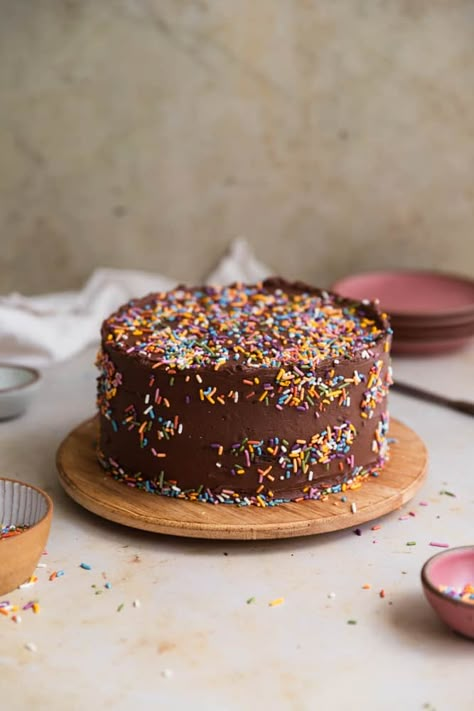 Chocolate Cake With Sprinkles, Cake With Rainbow Sprinkles, One Bowl Chocolate Cake Recipe, One Bowl Chocolate Cake, Cake With Rainbow, Cake With Sprinkles, Fluffy Chocolate Cake, Sprinkles Birthday Cake, Chocolate Cake Recipe Easy