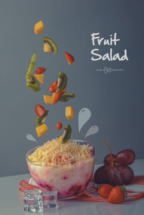 Fruit Salad by Samon Salad Design, Business Poster, Poster Ideas, Fruit Salad, Nom Nom, Typography, Salad, Dessert, Fruit