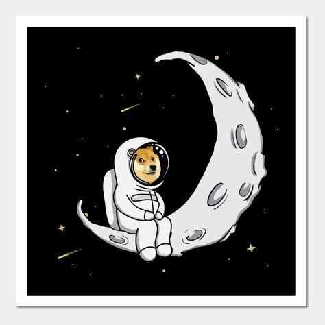 Dogecoin to the moon -- Choose from our vast selection of art prints and posters to match with your desired size to make the perfect print or poster. Pick your favorite: Movies, TV Shows, Art, and so much more! Available in mini, small, medium, large, and extra-large depending on the design. For men, women, and children. Perfect for decoration. Moon Poster, Moon, Snoopy, Print Design, Art Prints, Fictional Characters, Design, Art