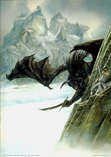 John Howe - Balrog Hyrule Castle, Alan Lee, John Howe, Middle Earth Art, Tolkien Books, Tolkien Art, Lotr Art, Heroic Fantasy, Ange Demon