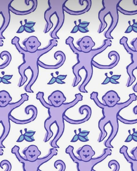 Preppy Roller Rabbit Monkey Print🧁⚡️🌺 Purple Roller Rabbit, Roller Rabbit Wallpaper, Roller Rabbit Monkey, Rabbit Wallpaper, Monkey Wallpaper, Monkey Print, Roller Rabbit, Monkeys, Not Mine