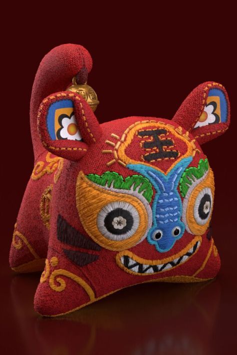 Artwork by Cino Lai: "The cloth tiger is a traditional handicraft that has been widely spread among Chinese people since ancient times. People often make cloth tigers in various forms, which has the beautiful meaning of exorcising evil spirits, dispelling diseases, and (giving) blessing." Tiger Traditional, Tiger Spirit, Felt Toys Diy, Chinese Tiger, Chinese Folk Art, Beautiful Meaning, Chinese People, Traditional Toys, Good Wishes