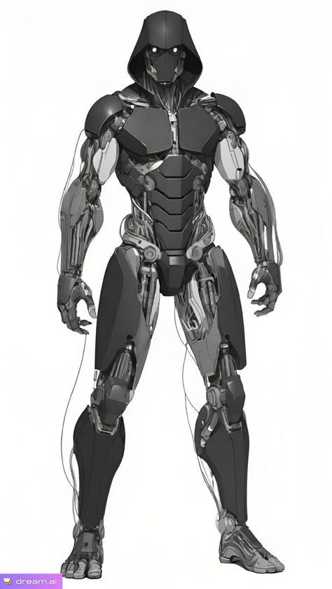 Robotic Armor Concept Art, Cyborgs Concept Art, Robot Superhero Oc, Mech Armor Suits, Cyberpunk Robot Art, Fantasy Robot Concept Art, Sci Fi Android, Mech Suit Concept Art, Sci-fi Armor Concept