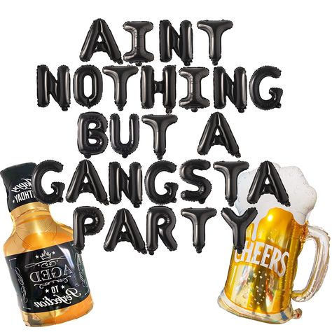 Straight Out Of Compton Party, 2pac Birthday Party Ideas, Aint Nothing But A Gangsta Party Theme, 90s Adult Birthday Party, Mafia Theme Party Decoration, Gangster Birthday Party, Gangsta Party Theme, Gangster Party Theme, Mob Themed Birthday Party