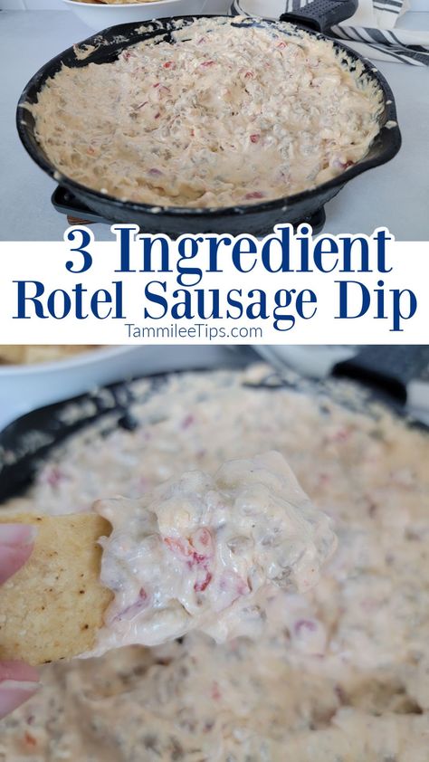 Easy Rotel Sausage Dip Recipe that takes minutes to prepare. This is the perfect easy appetizer for parties, game days, and more. 3 Ingredient Sausage Dip, Sausage Rotelle Dip, Sausage Dip Recipes, Family Supper Ideas, Italian Sausage Dip, Rotel Dip With Ground Beef, Sausage Rotel Dip, Rotel Sausage Dip, Hot Dip Recipes