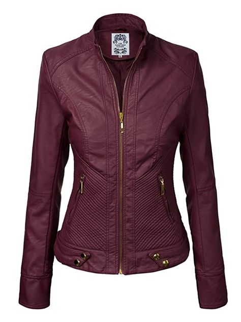 Come Together California CTC WJC747 Womens Dressy Vegan Leather Biker Jacket XS Wine at Amazon Women's Coats Shop Military Jacket Women, Biker Coat, Moto Biker Jacket, Hooded Faux, Vegan Leather Jacket, Leather Motorcycle Jacket, Faux Leather Jacket, Leather Biker Jacket, Comfy Fashion