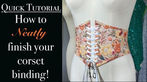 A quick and easy tutorial on how to neatly finish the ends of your binding for your corset. You can find the full video on how to make my Corset Waist Belts here: https://youtu.be/w1ge4exlUuA Corset Belt Diy, Corset Waist Belt, Belt Diy, Embroidered Corset, Cash Envelope Wallet, Waist Belts, Corset Waist, Corset Belt, Lace Corset