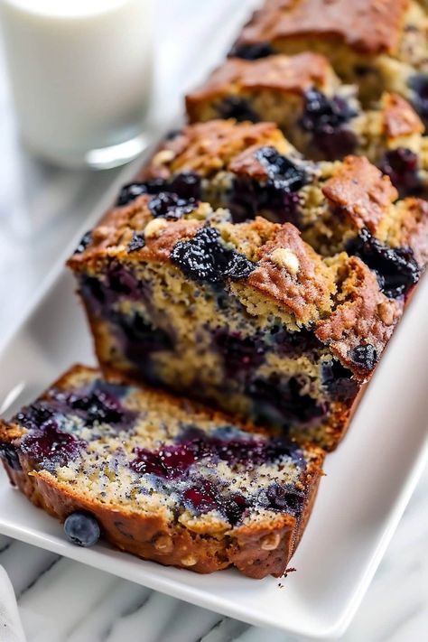 Banana Breakfast Bread, Blueberry Banana Loaf Recipe, Banana Blueberry Cream Cheese Bread, Blueberry Oatmeal Loaf, Whole Wheat Blueberry Bread, Banana Bread Recipe With Blueberries, Easy Banana Blueberry Bread, Banana Blueberry Bread Recipe Moist, Blueberry Banana Bread Muffins