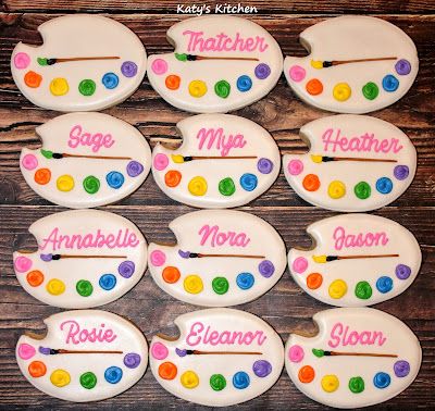 Paint Pallet Cookies Decorated, Paint Pallet Cookies, Paint Palette Cookies Decorated, Paint Party Cookies Decorated, Paint Party Cookies, Art Party Cookies, Paint Palette Cookies, Art Themed Cookies, Art Theme Cookies