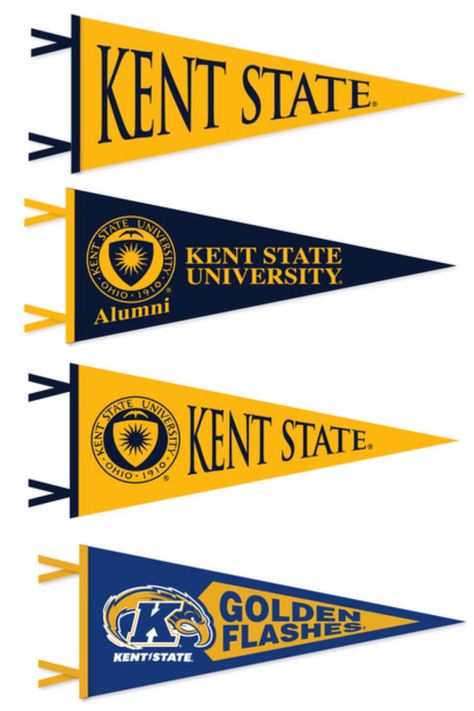 School Flag Design, Pennant Design, College Flags, State Decor, Kent State University, Kent State, Grad Party Decorations, Grad Caps, College Aesthetic