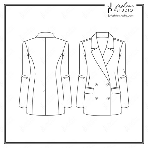 Women Suit Sketch, Suit Technical Drawing, Suit Flat Sketch, Blazer Technical Drawing, Blazer Flat Sketch, Jacket Technical Drawing, Blazer Sketch, Blazer Drawing, Jacket Sketch