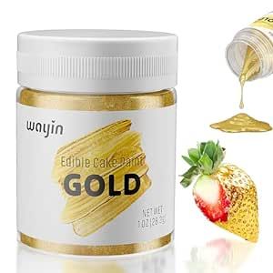 Gold Food Coloring Metallic Glitter Paint for Baking-Wayin Upgraded Vibrant Color Edible Glitter Cake Paint for Art Decorative Food Grade Shimmer Paint forCupcakes, Cookie, Donuts, Fondant, Candy, Edible Glitter Cake, Gold Food Coloring, Icing Chocolate, Fondant Candy, Decorative Food, Gold Food, Edible Food, Glitter Cake, Purified Water