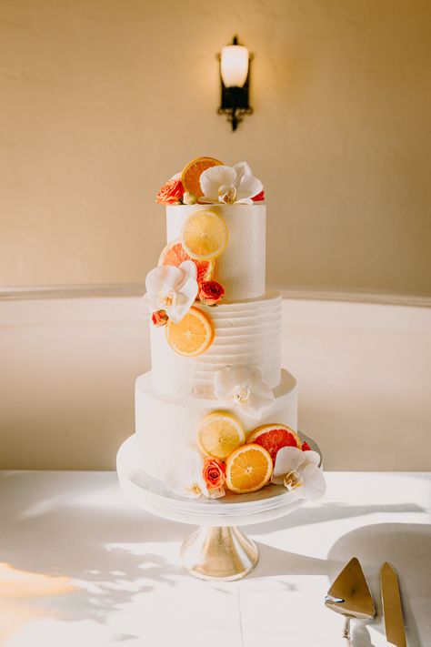 Wedding Cakes With Fruit, Wedding Cake Citrus, Cakes With Fruit, Summer Dessert Table, Pomegranate Cake, Lemon Wedding Cakes, Orange Wedding Cake, Fruit Wedding Cake, Citrus Cake