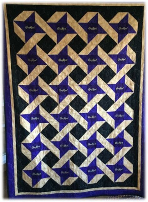 Crown Royal Quilt | Etsy Labrynth Quilt Pattern, Crown Royal Diy, Crown Royal Crafts, Crown Royal Quilt, Football Quilt, Crown Royal Bags, Royal Pattern, Beginning Quilting, Custom Crown