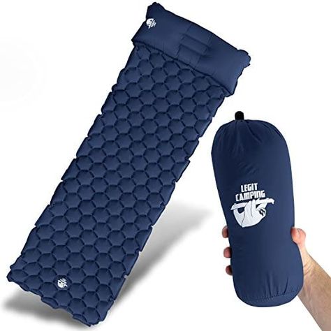 Amazon.com : Legit Camping Sleeping Pad Camping Mat by The Most Comfortable Sleeping Mat - Rolls Up Tight - Air Support Cells Transform Your Camping Mattress and Camping Pad - Best Outdoor Sleep (Midnight Blue) : Sports & Outdoors Twd Rick Grimes, Twd Rick, Compact Camping, Camping Pad, Camping Sleeping Pad, Mattress Buying, Tempurpedic Mattress, Camping Pillows, Camping Mattress