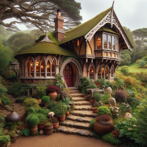 Image Creator Storybook Homes Exterior, Storybook Home Exterior, Fantasy House Design, Cottage Reference, Magical Architecture, Mystical House, Fantasy House Concept, Fairy Cottage House, Weird Houses