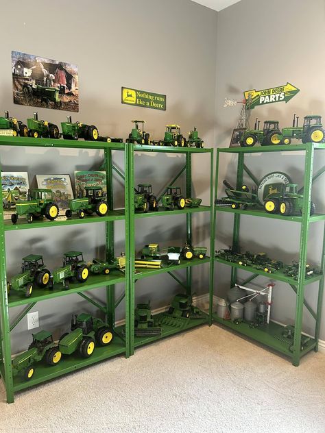 Facebook Toy Tractor Display Ideas, Tractor Display Ideas, John Deere Parts, Project List, Toy Rooms, Built In Shelves, Boy's Bedroom, Boys Room, Display Ideas