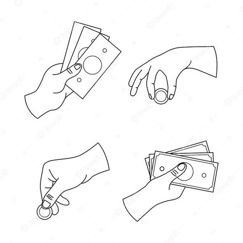 Hand Holding Coin Reference, Holding Coin Reference, Holding Money Drawing, Money Art Drawings, Hand Holding Money, Money Illustration, Latest Graphic Design Trends, Holding Money, Money Drawing