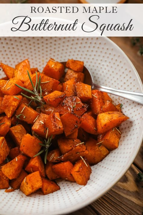 Roasted Maple Butternut Squash - Sugar Maple Farmhouse Butternut Squash Medley, Butternut Squash With Maple Syrup, Maple Butternut Squash, Butternut Squash Cinnamon, Country Home Decor Ideas, Farmhouse Lifestyle, Buttercup Squash, Butternut Squash Recipe, Home Decor Ideas Farmhouse