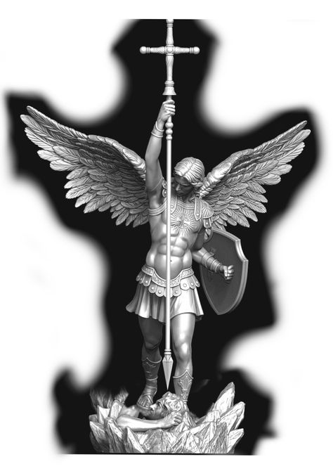 Angel Gabriel Tattoo Design, Arch Angel Michael Tattoo Design, St Micheal Arch Angel Tattoo, Arcangel Michael Tattoo, Archangel Gabriel Tattoo, Arch Angel Tattoo, Saint Sinner Tattoo, Angel Michael Tattoo, Arch Angel Michael Tattoo