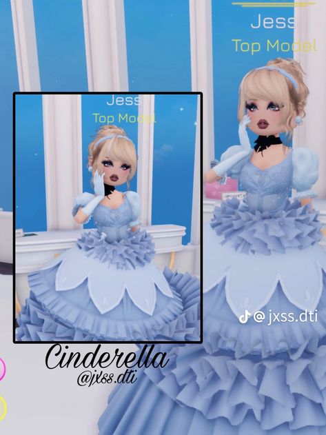 Cinderella Dti Fit, Cinderella Dti Outfit, Cinderella Dress To Impress, Dti Characters, Cinderella Outfit, Dress Impress, Pool Party Dresses, Vip Dress, Kill It With Fire