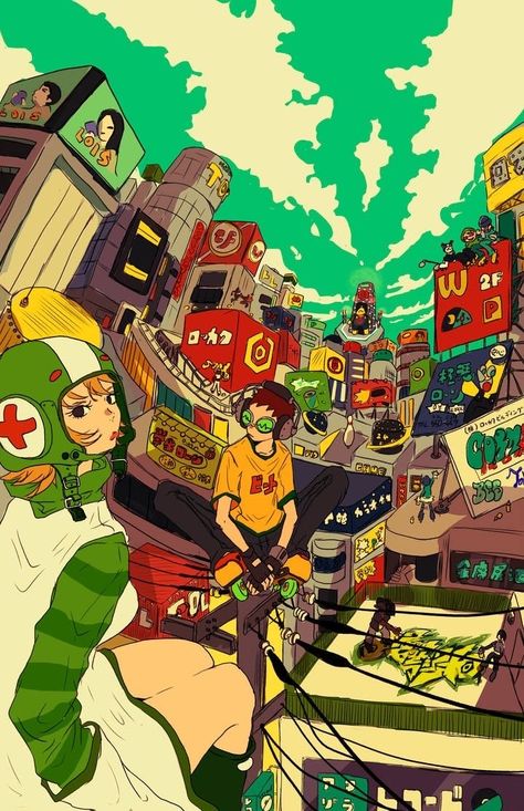 Jet Set Radio Aesthetic Wallpaper, Jetset Radio Wallpaper, Jet Set Radio Wallpaper Iphone, Jet Set Radio Wallpaper, Bomb Rush Cyberfunk Fanart, Jet Set Radio, Arte Punk, Arte 8 Bits, Perspective Art