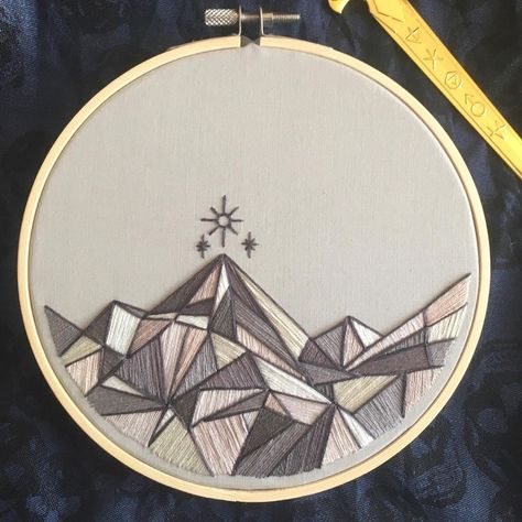 Sarah Maas, Beginner Embroidery Kit, Geometric Mountain, Hand Embroidery Kit, Mountain Designs, Geometric Star, Embroidery Scissors, Embroidery Hoop Art, Embroidery For Beginners