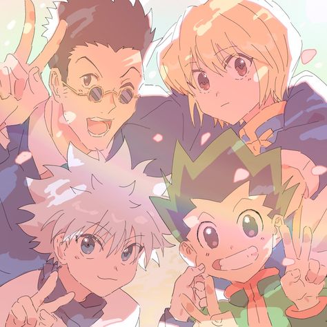 Gon Killua Kurapika Leorio, Gon Killua Kurapika, Kurapika Leorio, Gon Killua, Gon Freecss, Images Kawaii, Killua Zoldyck, Hunter Anime, Chibi Drawings