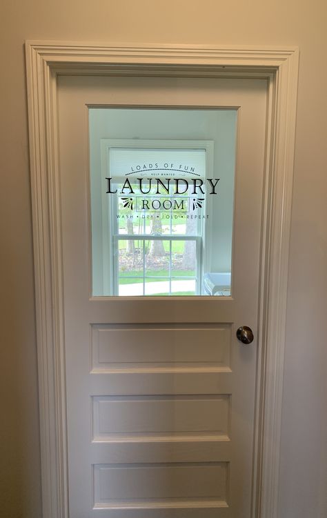 Bought this door and ReStore and ordered the decal from Etsy. Love this in my home! Laundry Room Door, Barn Door Pantry, Laundry Doors, Door Makeover Diy, Closet Door Makeover, Room Storage Diy, Laundry Room Doors, Laundry Closet, Sliding Closet Doors