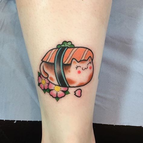 Sushi Tattoos, Bookshelf Tattoo, Ramen Tattoo, Sushi Tattoo, Palm Size Tattoos, Small Japanese Tattoo, Friend Tattoo Ideas, Cute Cartoon Food, Enough Tattoo