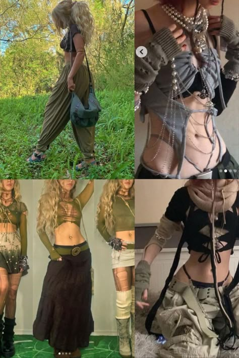 Pixie Outfit Aesthetic, Subversive Clothing Aesthetic, Dunecore Outfits, Pixie Style Outfits, Fairy Street Style, Vintage Rave Outfits, Fairy Outfits Ideas, Pixie Grunge Outfit, Pixie Aesthetic Outfit