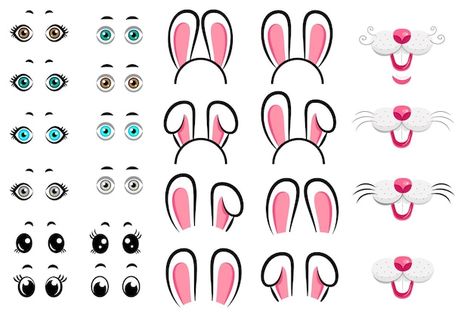 Rabbit Eyes Illustration, Bunny Eyes Template, Rabbit Eyes, Rabbit Face, Hare Rabbit, Paper Plate Crafts For Kids, Eye Illustration, Face Template, Rabbit Head