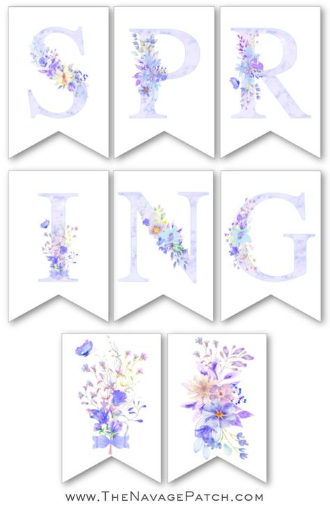 Free Printable Spring Banners | Free Printable Spring Watercolor Art | Free Printable spring decor | Free printable spring alphabet banner | #TheNavagePatch #FreePrintable #watercolor #FreeWallArt #easydiy #Spring #Easter #springdecor #DIY #Typography #banner | TheNavagePatch.com Alphabet Banner Free Printable, Diy Typography, Spring Alphabet, Spring Printables Free, Free Printable Banner Letters, Alphabet Banner, Easter Cups, Wreath Printable, Spring Banner