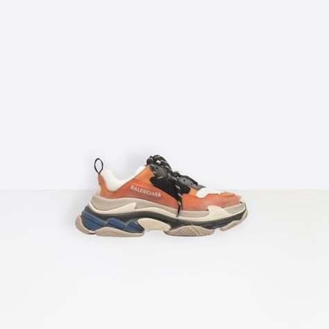 BALENCIAGA Triple S Trainers Triple S Shoes Woman f Orange Balenciaga, Balenciaga Shoes Women, Balenciaga Sneaker, Shoes Balenciaga, Balenciaga Sneakers, Embroidery Sweater, Balenciaga Logo, Embroidered Shoes, Balenciaga Shoes