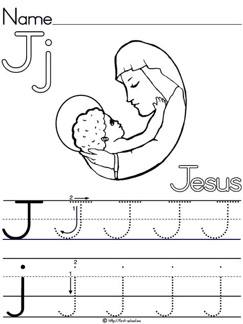 Template Printing J Is For Jesus, Jesus Preschool, Bible Alphabet, Letter J Activities, Red Classroom, Christmas Printables For Kids, Religion Activities, Preschool Program, Abc Worksheets