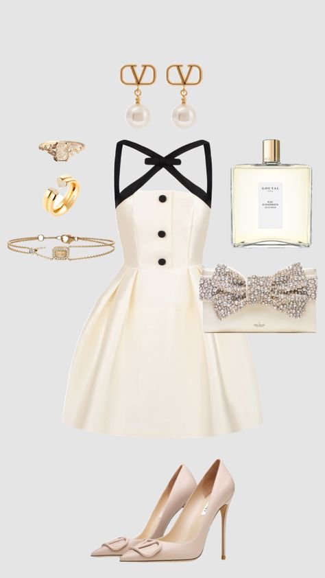 #myfirstshuffle #outfit #outfitinspo #beauty #art #blairwaldorf #white #dress #gold #earrings #rings #bracelets #elegant #valentino Valentino Outfit, Bracelets Elegant, Sophisticated Outfits, Dress Gold, Rings Bracelets, Earrings Rings, Kpop Fashion Outfits, Fancy Outfits, Teenage Fashion Outfits