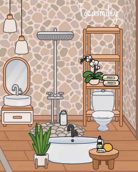 Toca Boca House Idea Bonsai, Toca Boca Bathroom Ideas Small House, Toca Boca Bathroom Ideas Modern Mansion Upstairs, Toca Nova Bathroom Idea, Toca Boca Bonsai House Ideas Bathroom, Small Bathroom Ideas Toca Boca, Toca Boca Guest Room Ideas, Kamar Mandi Toca Boca, Toca Boca Small Bathroom Ideas