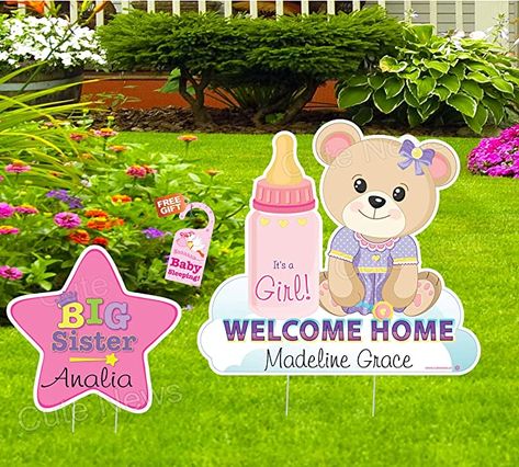 Stork Yard Sign, Welcome Baby Signs, Custom Teddy Bear, Welcome New Baby, Baby Teddy Bear, Boy Sign, Personalised Teddy Bears, Welcome Home Baby, Bear Signs