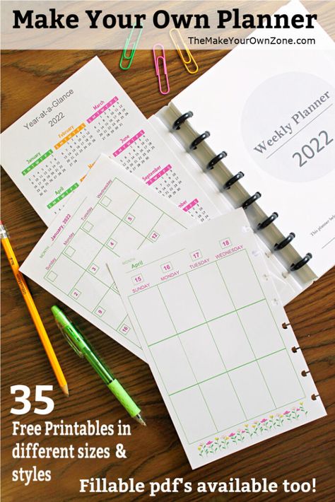 Free Printable Planner Pages {PDF Fillable} - The Make Your Own Zone A5 Planner Printables Free, Free Printable Planner Pages, Happy Planner Free Printable, Free Planner Pages, A5 Planner Printables, Happy Planner Printables, Daily Planner Printables Free, Free Printable Planner, Weekly Printable