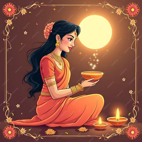 This vector design showcases an Indian woman performing the Karwa Chauth festival | Premium AI-generated image Indian Woman, Free Business Card Mockup, Business Card Maker, Poster Maker, Cinematic Photography, Flyer Maker, Poster Invitation, Presentation Template Free, Pattern Drawing