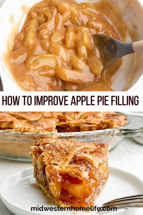 See how easy it is to doctor up canned apple pie filling into a delicious filling for pies and cakes and decadent topping for pancakes and ice cream. All you need are a few easy tips and simple ingredients you might already have! Can Apple Pie Filling Recipes Easy, Apple Pie Filling Desserts, Topping For Pancakes, Pies Dessert, Easy Apple Pie Filling, Canned Apple Pie, Apple Pie Filling Recipes, Perfect Apple Pie, Apple Pie Recipe Easy