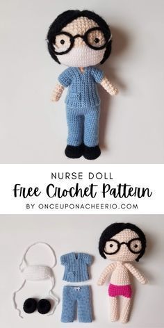 Knitted Nurse Doll, Doctor Who Crochet, Doll Free Crochet Pattern, Hero Nurse, Doll Amigurumi Free Pattern, Doll Patterns Free, Crochet Doll Dress, Crochet Dolls Free Patterns, Pola Amigurumi