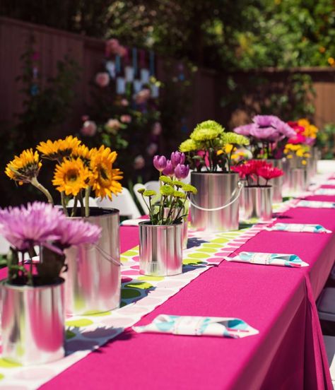 Rainbow Paint Themed Birthday Party // Hostess with the Mostess® Inexpensive Birthday Party Ideas, Party Ideas For Adults, Trendy Party Decor, Birthday Party Table Decorations, Summer Table Decorations, Simple Birthday Decorations, Garden Party Decorations, Outdoor Party Decorations, Birthday Party Tables